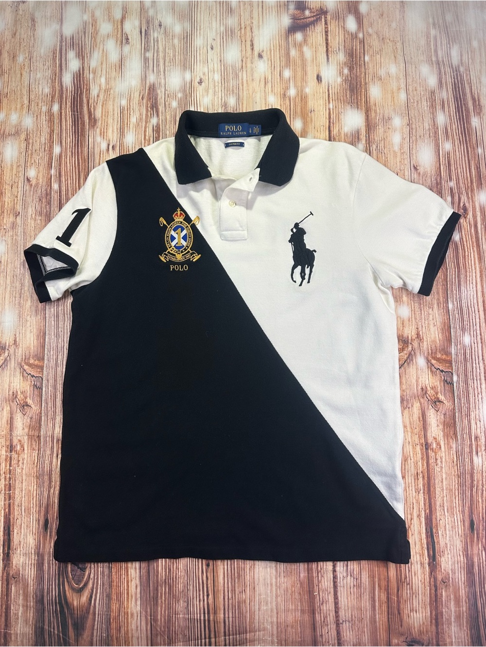 Polo Ralph Lauren 1/4 Button Big Pony Pullover Polo Shirt Sz  Large Custome Fit